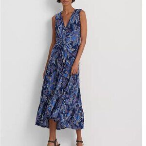 Nwot LAUREN RALPH LAUREN   Floral Twist-Front Jersey Sleeveless Dress 14